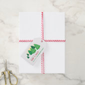 Groene kerstbomen, vrolijk & helder, personalisere cadeaulabel (Met Touw)