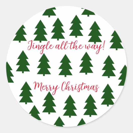 Groene kerstbomen Vrolijk kerstfeest Ronde Sticker (Voorkant)