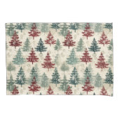 Groene kerstbomen Waterverf Grunge Maroon Kussensloop (Voorkant-Links)