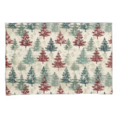 Groene kerstbomen Waterverf Grunge Maroon Kussensloop (Voorkant-Rechts)