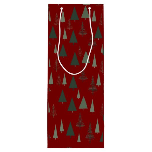 Groene kerstbomen wijn cadeautas (Achterkant)