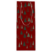 Groene kerstbomen wijn cadeautas (Voorkant)