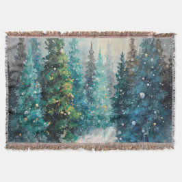 Groene Kerstbomen Winter Woud Deken