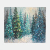 Groene Kerstbomen Winter Woud Fleece Deken (Voorkant (Horizontaal))