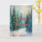 Groene Kerstbomen Winter Woud Kaart (Gele Bloem)