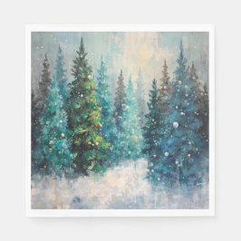 Groene Kerstbomen Winter Woud Servet