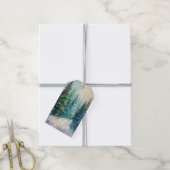 Groene kerstbomen winterbos cadeaulabel (Met Touw)