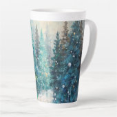 Groene kerstbomen winterbos latte mok (Rechterhoek)
