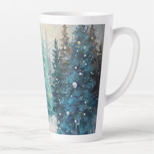 Groene kerstbomen winterbos latte mok (Rechts)