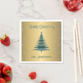 Groene Kerstboom Aangepaste Naam Gouden Folie Servet (Insitu)