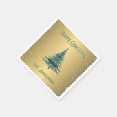Groene Kerstboom Aangepaste Naam Gouden Folie Servet (Hoek)