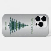 Groene Kerstboom Aangepaste Naam Zilveren Folie Case-Mate iPhone Case (Achterkant (horizontaal))