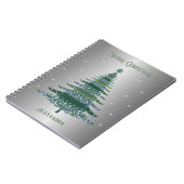 Groene Kerstboom Aangepaste Naam Zilveren Folie Notitieboek (Linkerzijde)