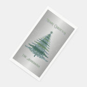 Groene Kerstboom Aangepaste Naam Zilveren Folie Servet (Hoek)