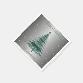 Groene Kerstboom Aangepaste Naam Zilveren Folie Servet (Hoek)