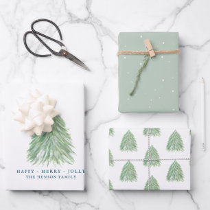 Groene Kerstboom Aquarel Tekening Vakantie  Inpakpapier Vel