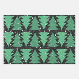 Groene kerstboom Boho Lights Inpakpapier Vel