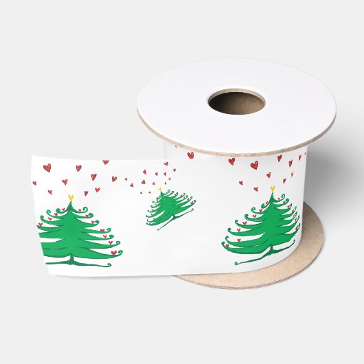 Groene Kerstboom Brede Satijnen Lint, 2 Yard Lint (Spoel)