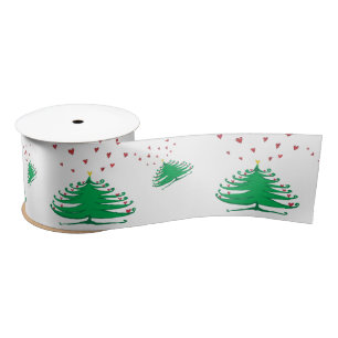 Groene Kerstboom Brede Satijnen Lint, 2 Yard Satijnen Lint