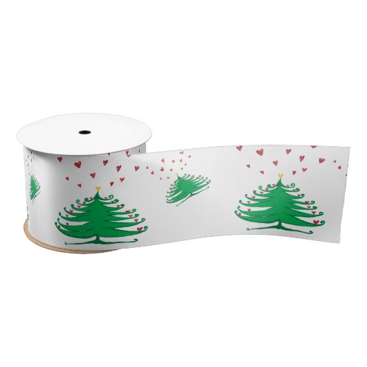 Groene Kerstboom Brede Satijnen Lint, 2 Yard Satijnen Lint (Spoel)