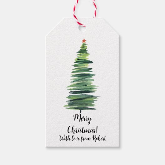 Groene kerstboom cadeaulabel (Voorkant)