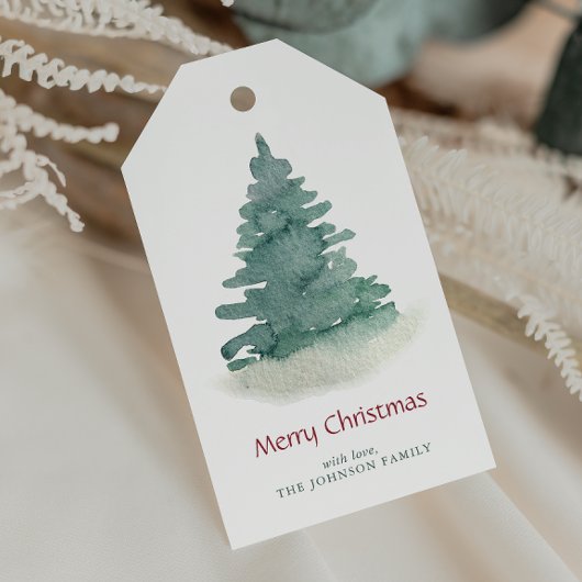 Groene kerstboom cadeaulabel