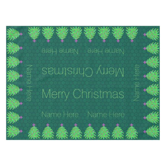 Groene Kerstboom Chic Elegant Gepersonaliseerd Tafelkleed (Voorkant (Horizontaal))