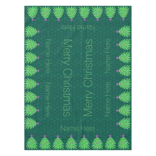 Groene Kerstboom Chic Elegant Gepersonaliseerd Tafelkleed (Voorkant)