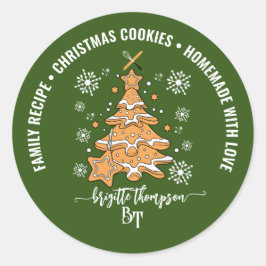 Groene Kerstboom Cookie Baking Crew Sneeuwvlokken Ronde Sticker