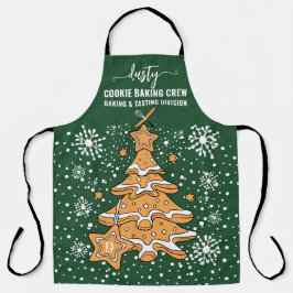 Groene Kerstboom Cookie Baking Crew Sneeuwvlokken Schort