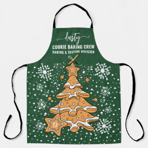 Groene Kerstboom Cookie Baking Crew Sneeuwvlokken Schort