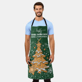 Groene Kerstboom Cookie Baking Crew Sneeuwvlokken Schort (Gedragen)