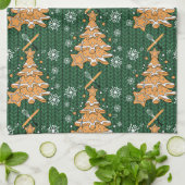 Groene Kerstboom Cookie Baking Crew Sneeuwvlokken Theedoek (Gevouwen)