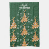 Groene Kerstboom Cookie Baking Crew Sneeuwvlokken Theedoek (Verticaal)