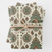 Groene kerstboom decor inpakpapier vel (In situ)