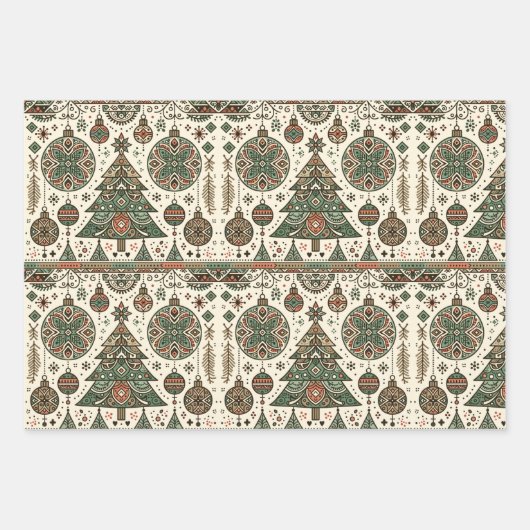 Groene kerstboom decor inpakpapier vel (Voorkant)