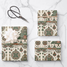 Groene kerstboom decor inpakpapier vel