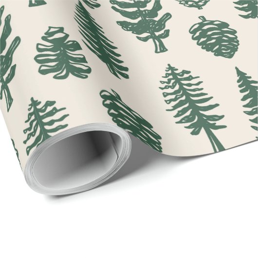 Groene Kerstboom dennenboom Witte sneeuw Cadeaupapier (Rol Hoek)