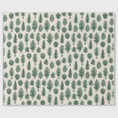 Groene Kerstboom dennenboom Witte sneeuw Cadeaupapier (Vlak)