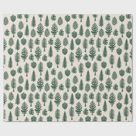 Groene Kerstboom dennenboom Witte sneeuw Cadeaupapier (Vlak)