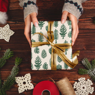 Groene Kerstboom dennenboom Witte sneeuw Cadeaupapier