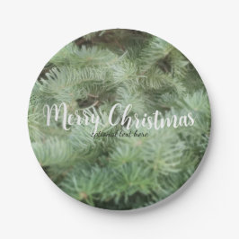Groene Kerstboom Dennengehakt Aangepaste Feest Papieren Bordje