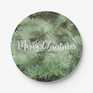 Groene Kerstboom Dennengehakt Aangepaste Feest Papieren Bordje