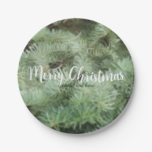Groene Kerstboom Dennengehakt Aangepaste Feest Papieren Bordje (Voorkant)