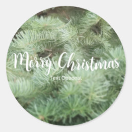 Groene Kerstboom Dennengeluiden Kerstfeest Favor Ronde Sticker