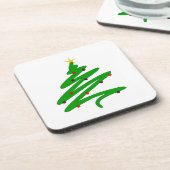 Groene kerstboom Doodle Bier Onderzetter (Linkerzijde)