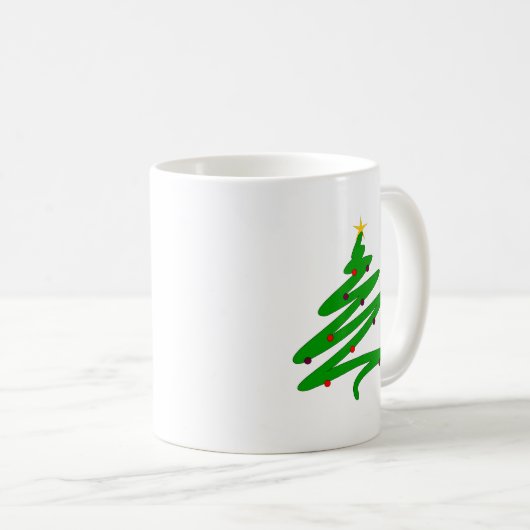 Groene kerstboom Doodle Koffiemok (Voorkant rechts)