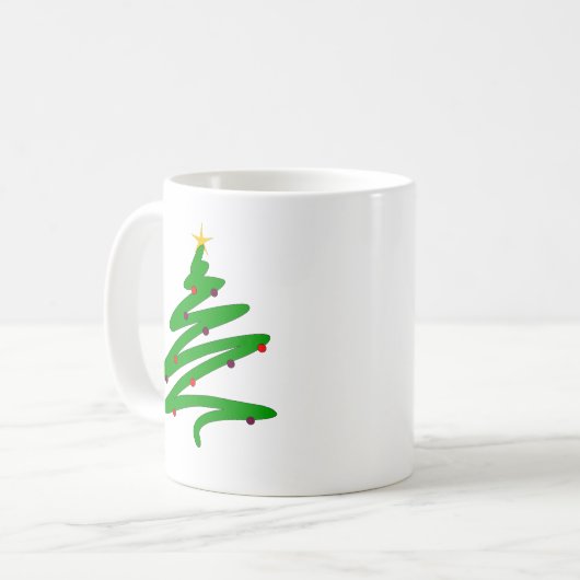 Groene kerstboom Doodle Koffiemok (Voorkant links)