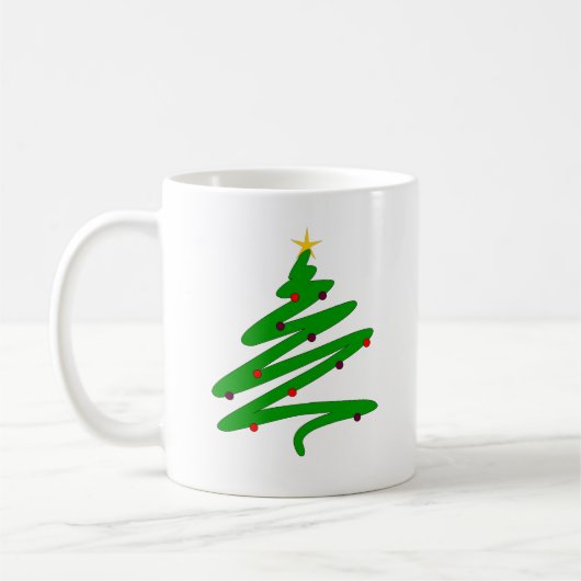 Groene kerstboom Doodle Koffiemok (Links)
