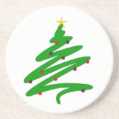 Groene kerstboom Doodle Zandsteen Onderzetter (Voorkant)
